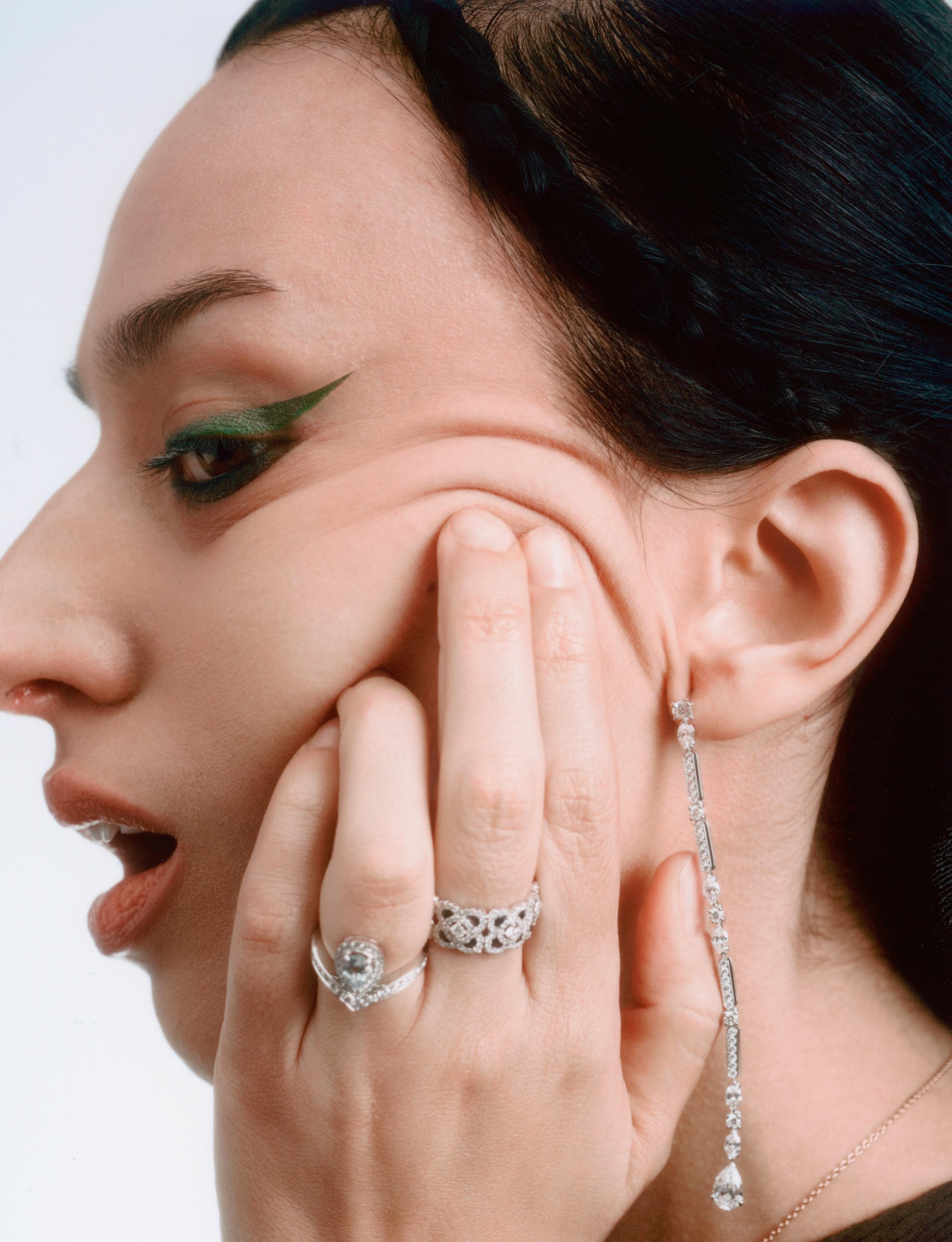 Patricia wears De Beers, Chaumet and Balenciaga, shot in London