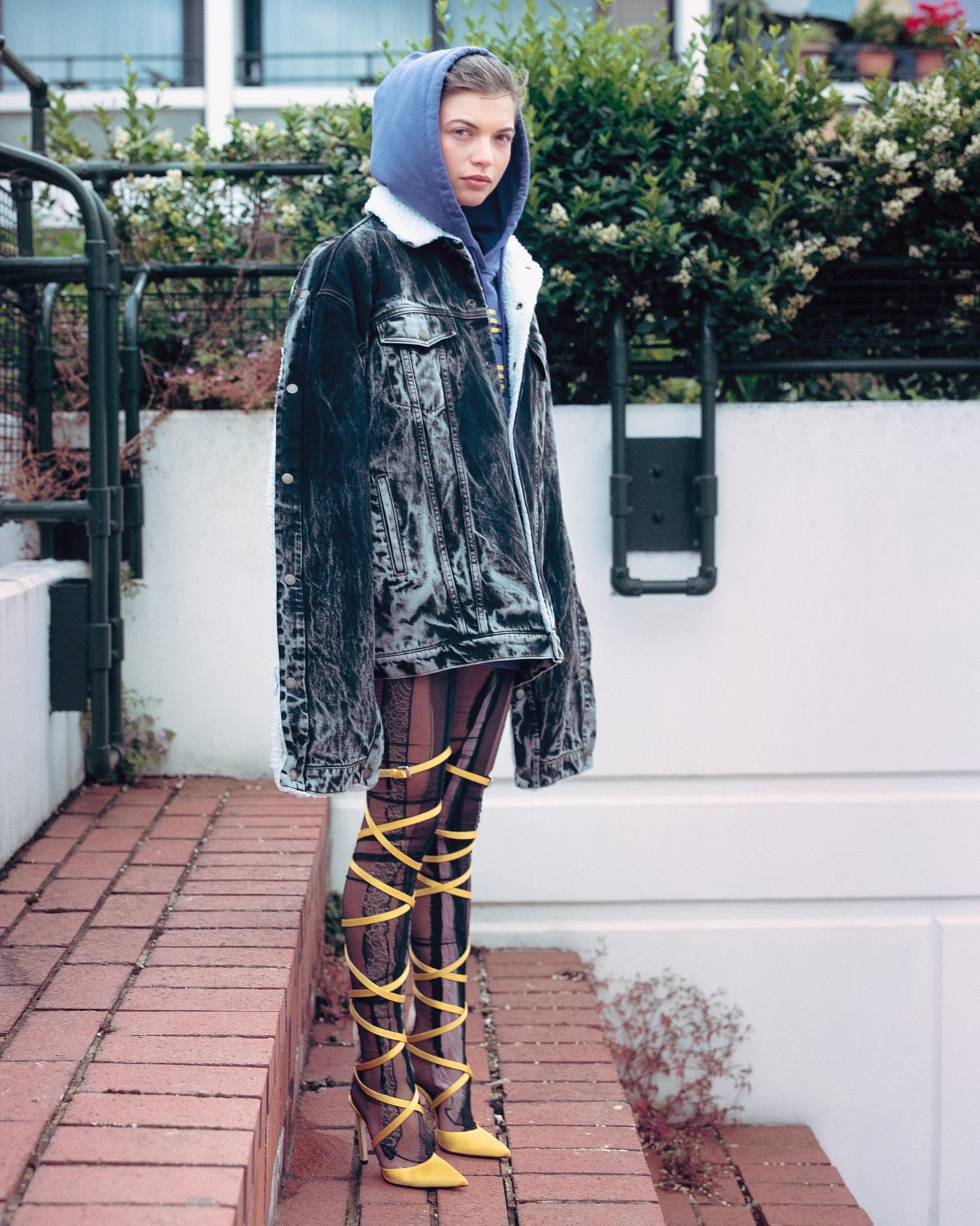 Maggie wears Y-Project, Blumarine and MSGM, shot in London